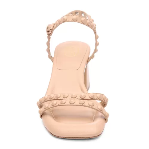 ASH Jody Bis Tonal Studded Block Heel Sandal Skin/Skin Online