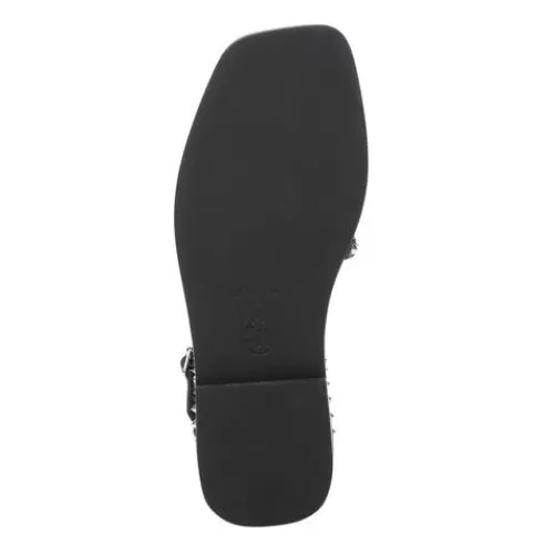 ASH Maeva Studded Square Toe Flat Sandals | Black Outlet