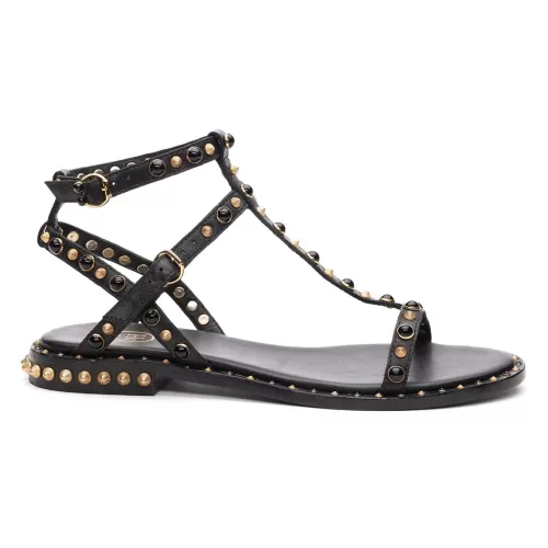ASH Peps Multi Studded Flat Sandal Black Best