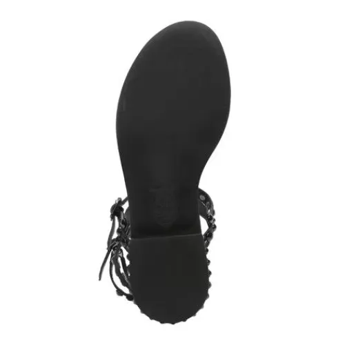 ASH Play Bis Tonal-Studded Flat Sandal Black/Black Store