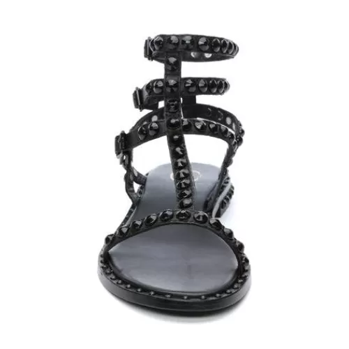 ASH Play Bis Tonal-Studded Flat Sandal Black/Black Store