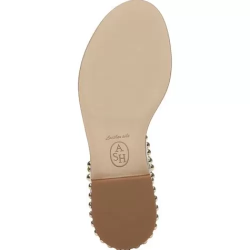 ASH Play Metallic Studded Flat Sandal LightGold Clearance