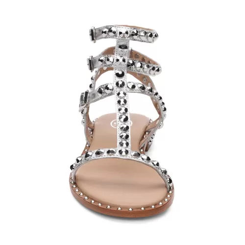 ASH Play Metallic Studded Flat Sandal Silver Shop