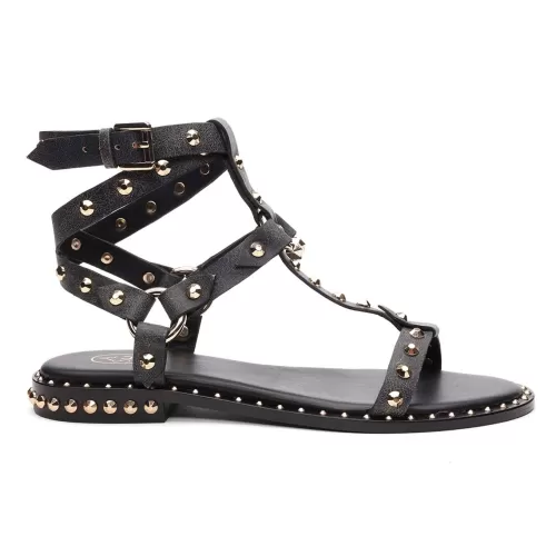 ASH Pulp Flat Studded Gladiator Sandals | Women's | Black/Beige Cheap