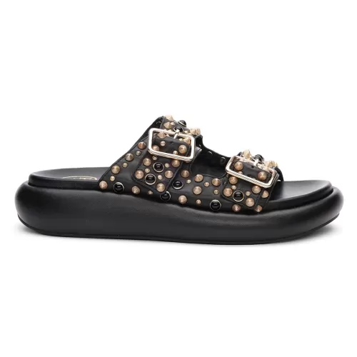 ASH Viking Studded Slides | Footbed Sandals | Black Hot